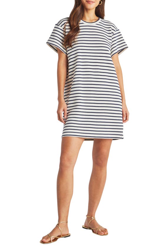 Shop Splendid Whitney Stripe T-shirt Dress In Navy/ White