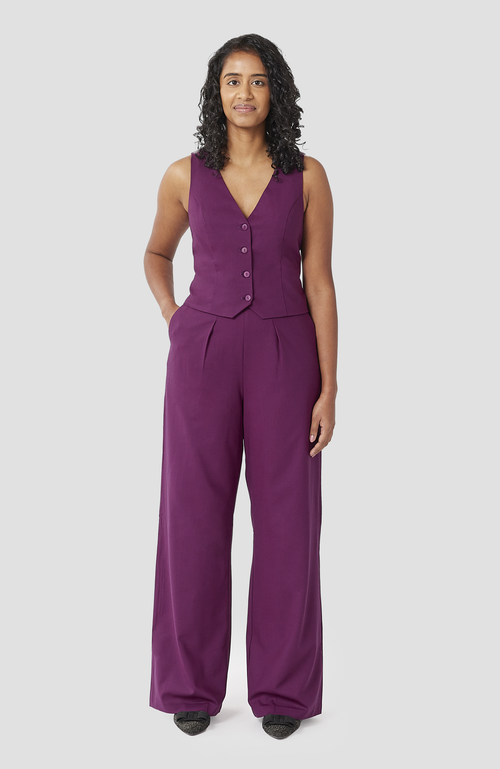 Aam The Label The Wool Wide Leg Pant For Full Hips And Thighs In Plum