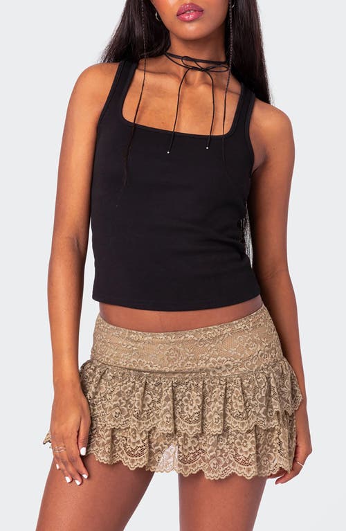 EDIKTED Square Neck Cotton Blend Tank Black at Nordstrom,