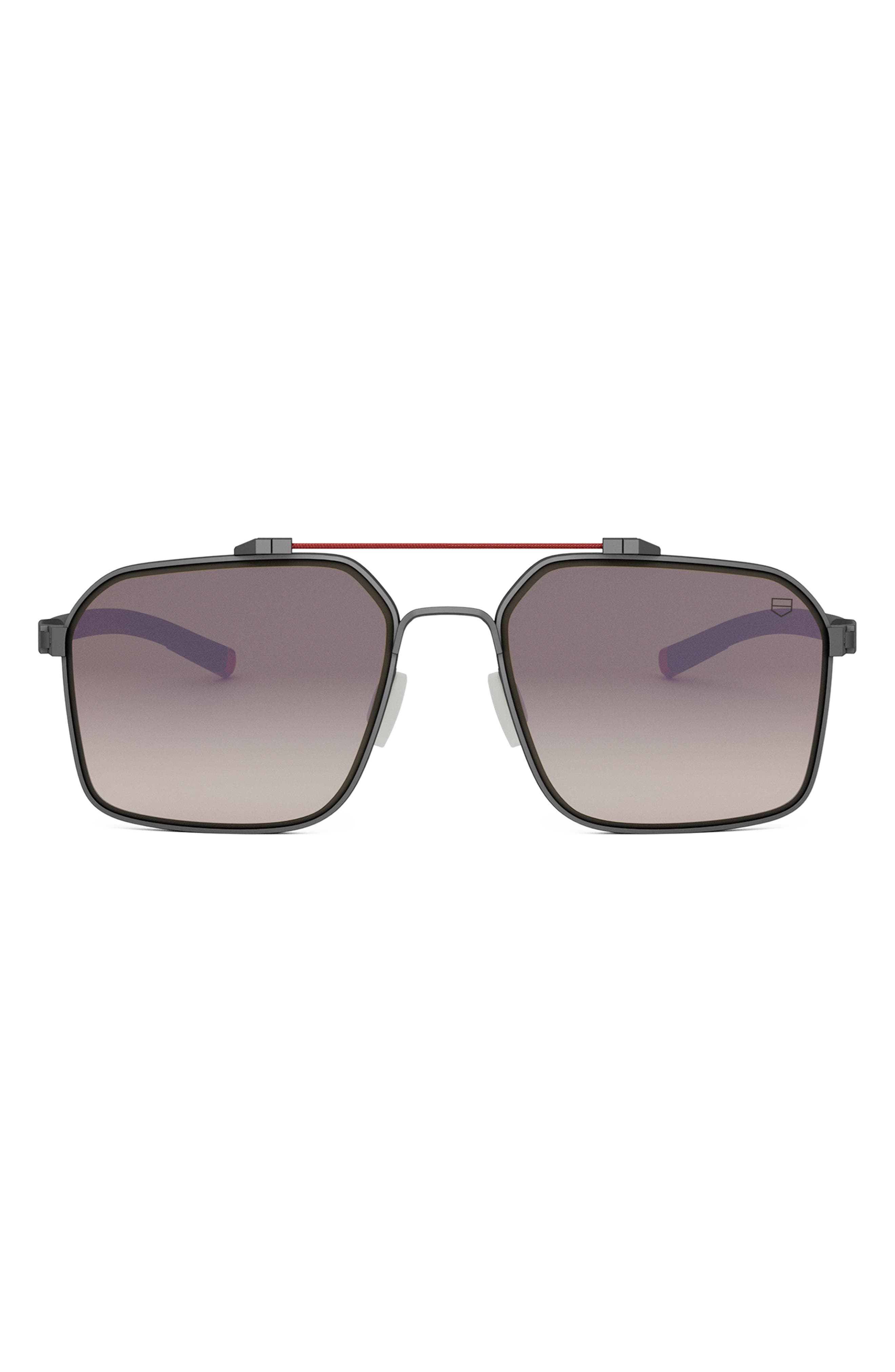 TAG Heuer Flex Dyneema® 57mm Square Sunglasses in Matte Gunmetal /Bordeaux Cover