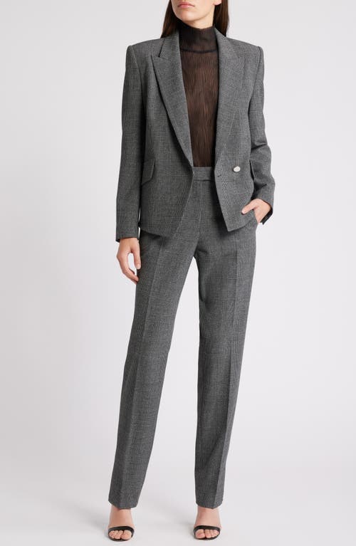 Shop Hugo Boss Boss Jarinara Wrap Front One-button Blazer In Charcoal Plaid