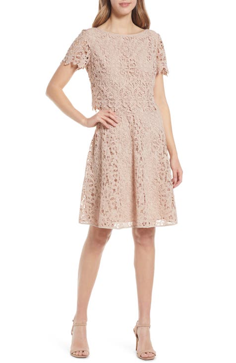 Popover Lace Fit & Flare Dress