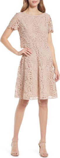 Shani Popover Lace Fit Flare Dress Nordstrom