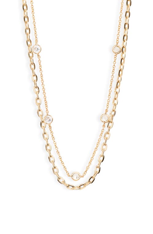 BP. Multistrand Crystal Link Necklace in Gold- Clear at Nordstrom