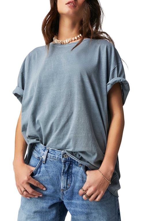 Nina Crewneck Cotton T-Shirt in Blue Mirage