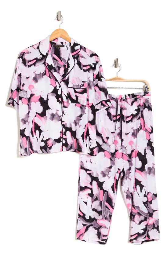 Donna Karan Print Capri Knit Pajamas In Blossom Floral