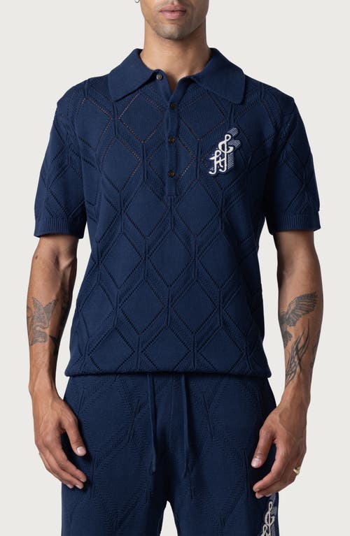 Shop Honor The Gift Diamond Knit Polo In Navy