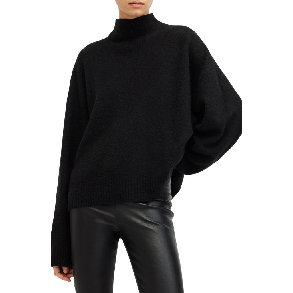 Shop Allsaints Asha Oversize Mock Neck Sweater In Black