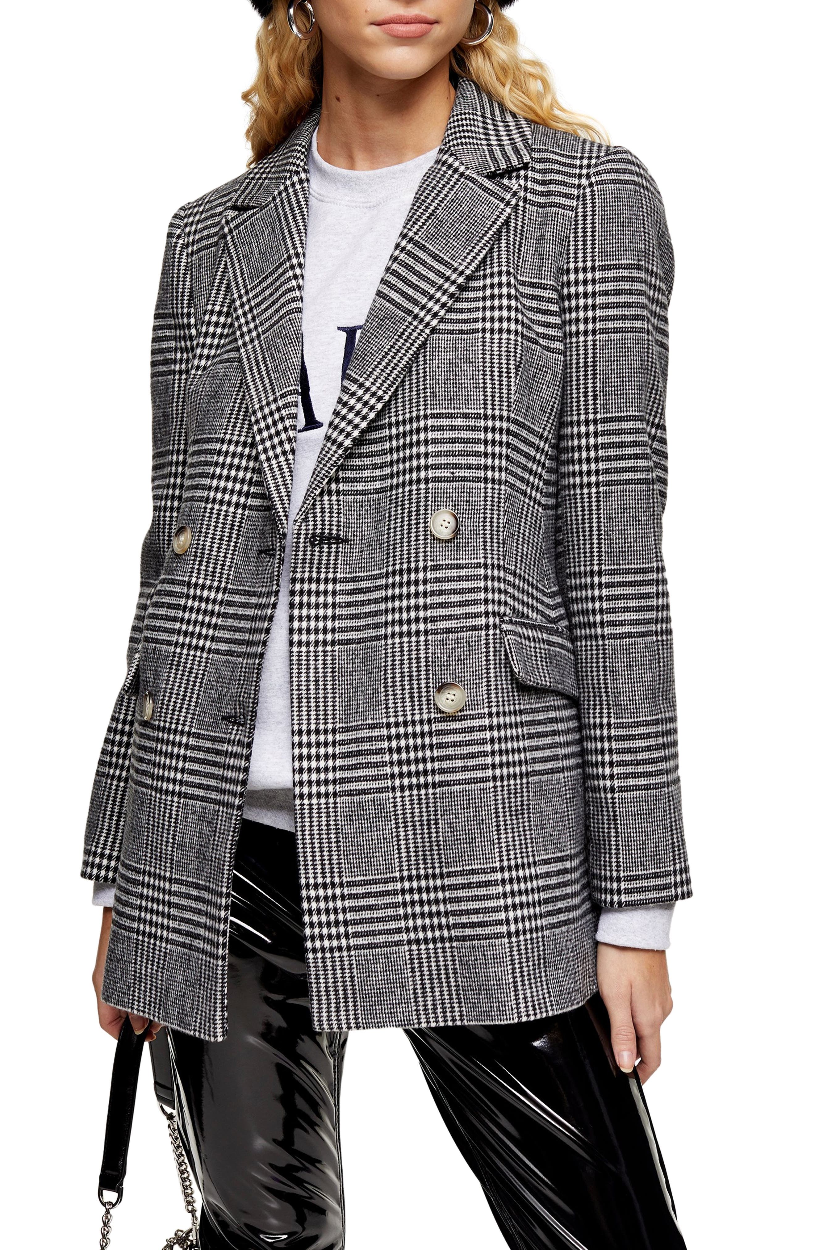 monochrome check blazer