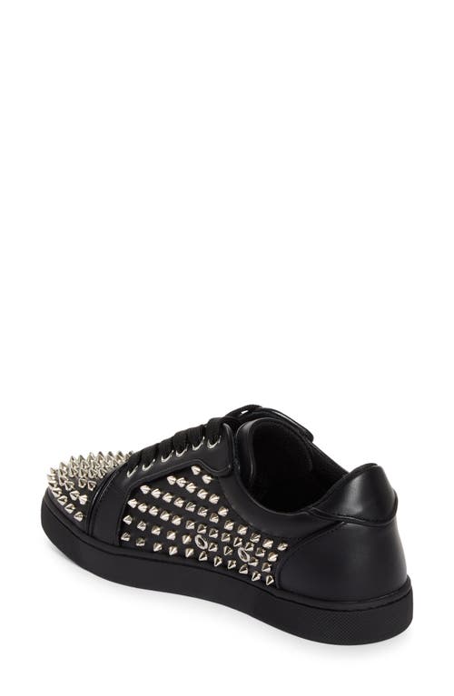 Christian Louboutin Vieira Night Spikes Low Top Sneaker In Black/silver