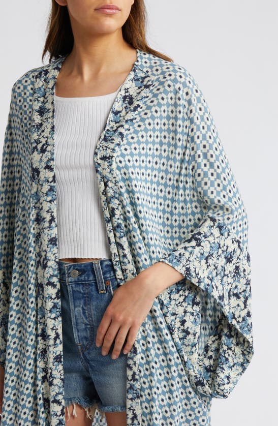 Shop Treasure & Bond Border Print Duster In Blue Geo Block Multi