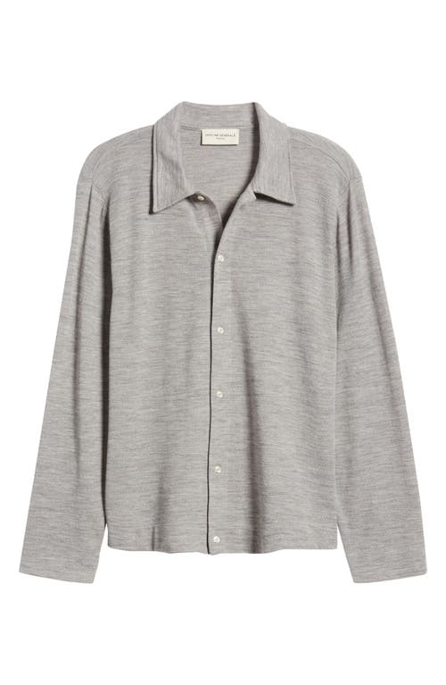 Shop Officine Generale Officine Générale Brent Wool Knit Button-up Shirt In Light Grey