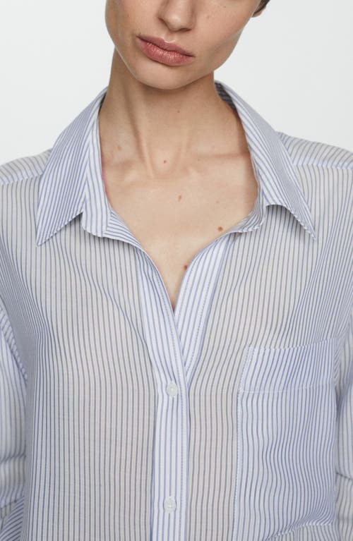 Mango Zaro Stripe Oversize Button-up Shirt In Light Pastel Blue