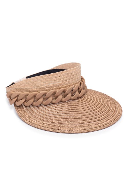 Eugenia Kim Ricky Packable Hemp Blend Visor in Beige/Fawn