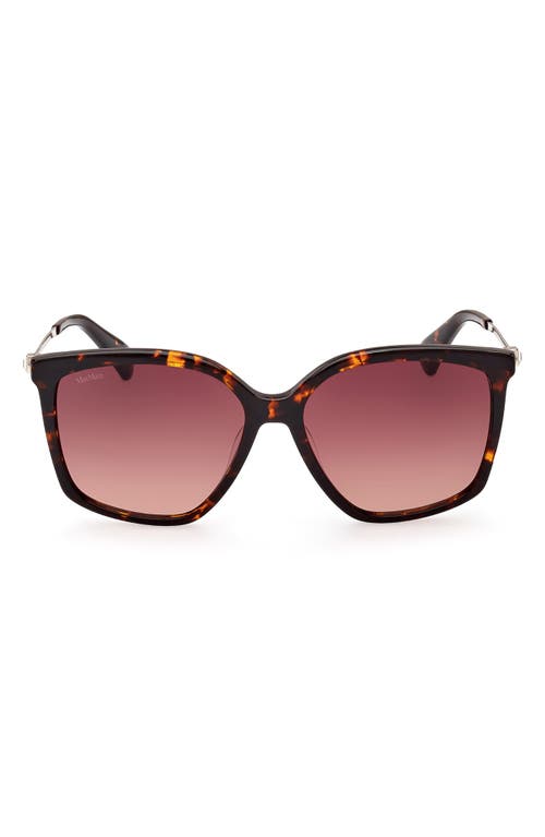 Shop Max Mara 56mm Gradient Geometric Sunglasses In Dark Havana/gradient Brown