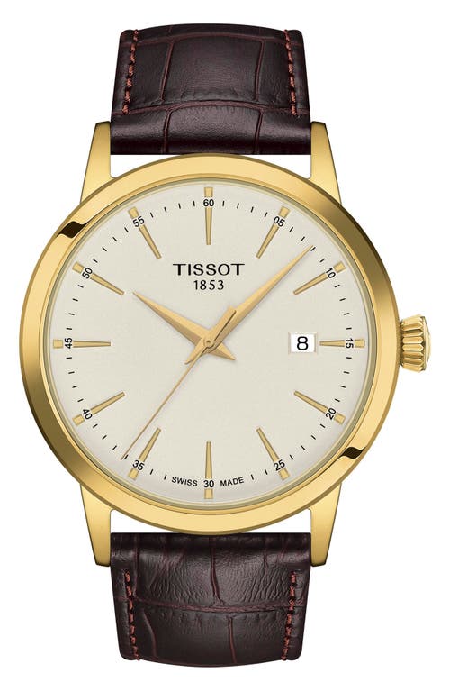 Tissot lassic Dream Leather Strap Watch, 42mm in Brown at Nordstrom, Size 42 Mm