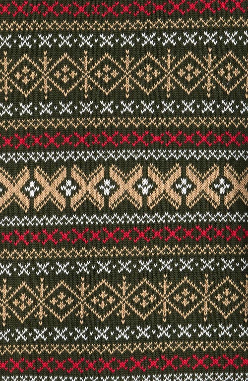 Shop Nordstrom Kids' Fair Isle Cotton Crewneck Sweater In Green Kombu Geo Fairisle