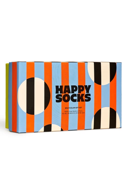 Shop Happy Socks Assorted 3-pack Crew Socks Gift Box In Blue