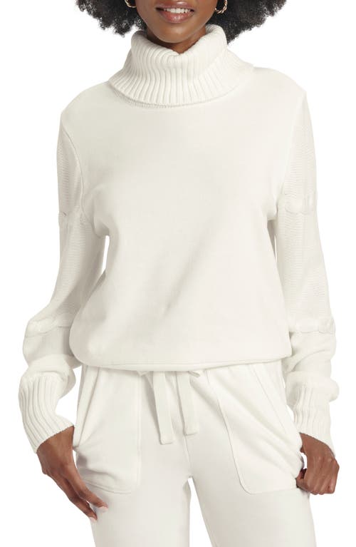 Splendid Fjord Cable Accent Cowl Neck Sweater in Winter White