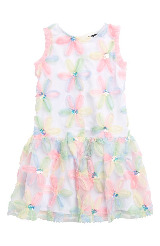Shop Ava & Yelly Kids' 3d Floral Dress In White Multi