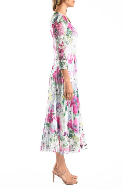 Shop Komarov Charmeuse & Chiffon A-line Dress In Fresh Bouquet