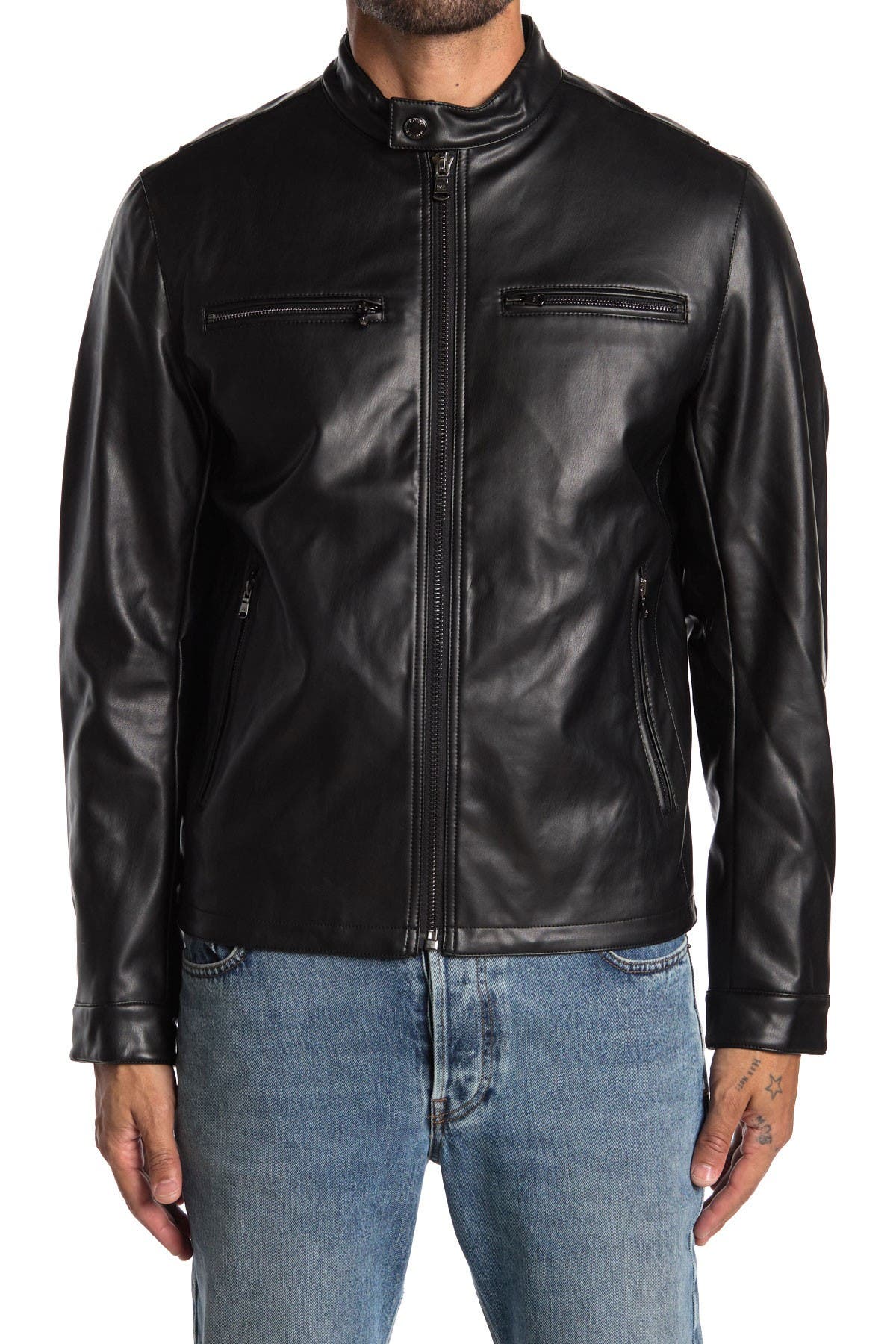 michael kors faux leather moto jacket