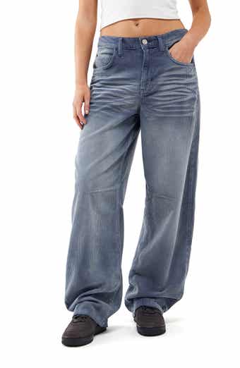 JNGSA Slimming Fit Jeans for Women,Women's Casual Loose Ripped Denim Pants  Distressed Wide Leg Jeans Low-Waist Versatile Baggy Denim Trousers