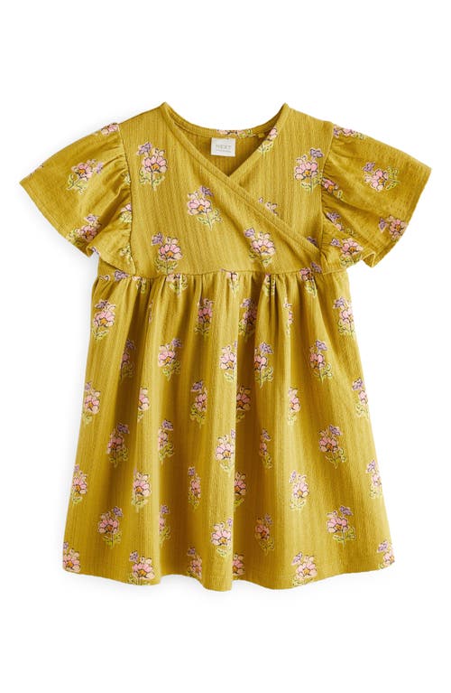 NEXT Kids' Faux Wrap Cotton Jersey Dress Mustard at Nordstrom,
