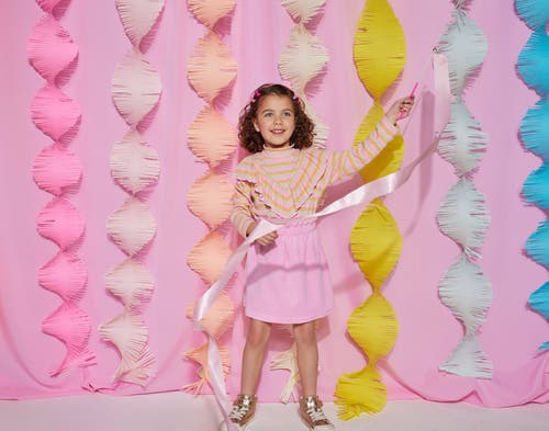 Bisby Kids' Sparkle Stripe Aspen Top In Pink Sparkle Stripe