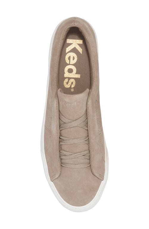 Keds Womens Suede Slip On Casual And Fashion Sneakers In Medium Beige Suede