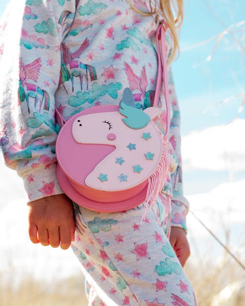 Shop Deux Par Deux Girl's Pu Unicorn Bag Pink In Pink Unicorn