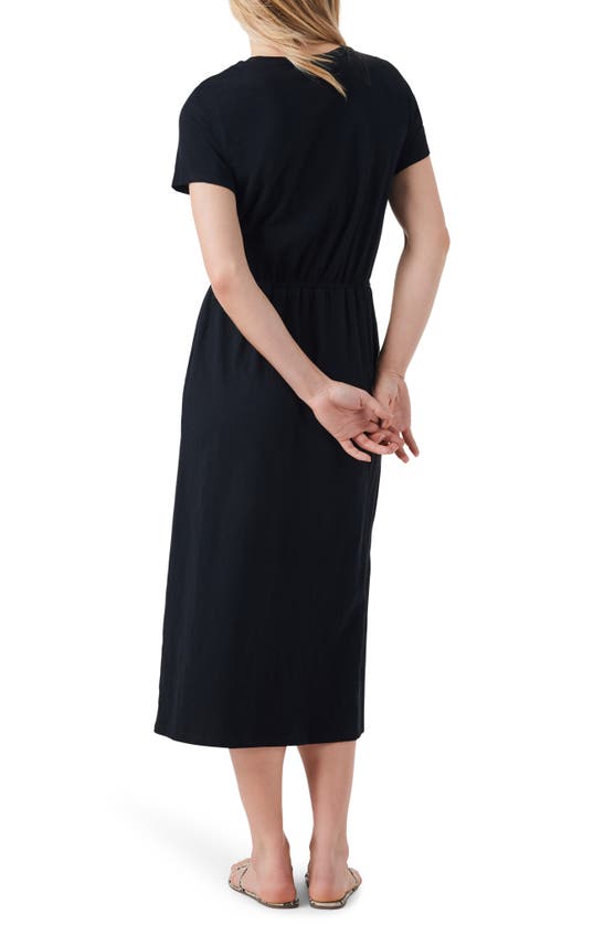 Shop Nzt By Nic+zoe Short Sleeve Cotton Midi Dress In Black Onyx