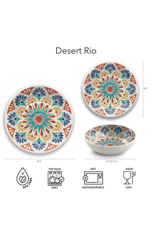 Tarhong Desert Rio Set Of Six Melamine Bowls In White Multi