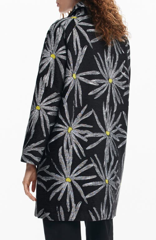 Desigual Marga Daisy Graphic Coat In Black