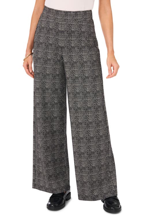 Shop Vince Camuto Plaid Wide Leg Pull-on Pants In Rich Black