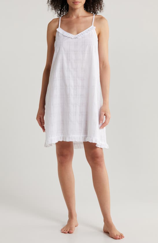 Shop Papinelle Ivy Ruffle Cotton Short Nightgown In White