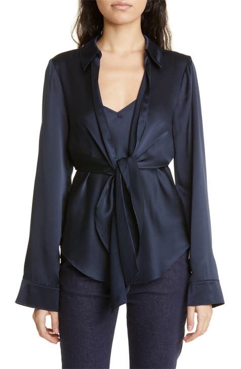 Ally Tie Front Silk Top