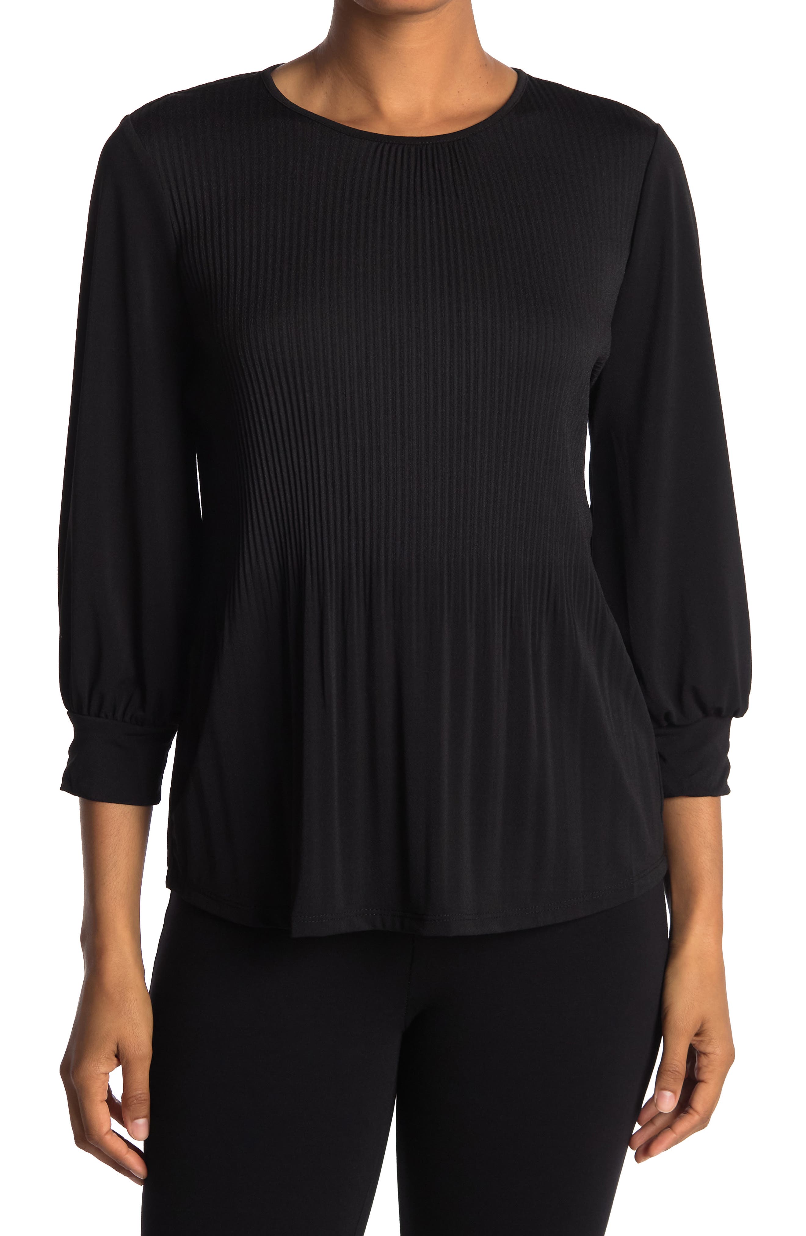 Adrianna Papell Solid Moss Crepe Pleated Top In Oxford