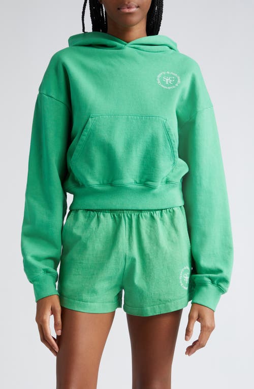 Cropped Cotton Hoodie in Verde