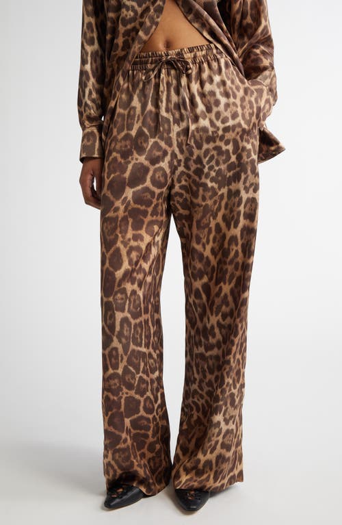 Shop Stella Mccartney Leopard Print Pajama Pants In Multicolor Brown