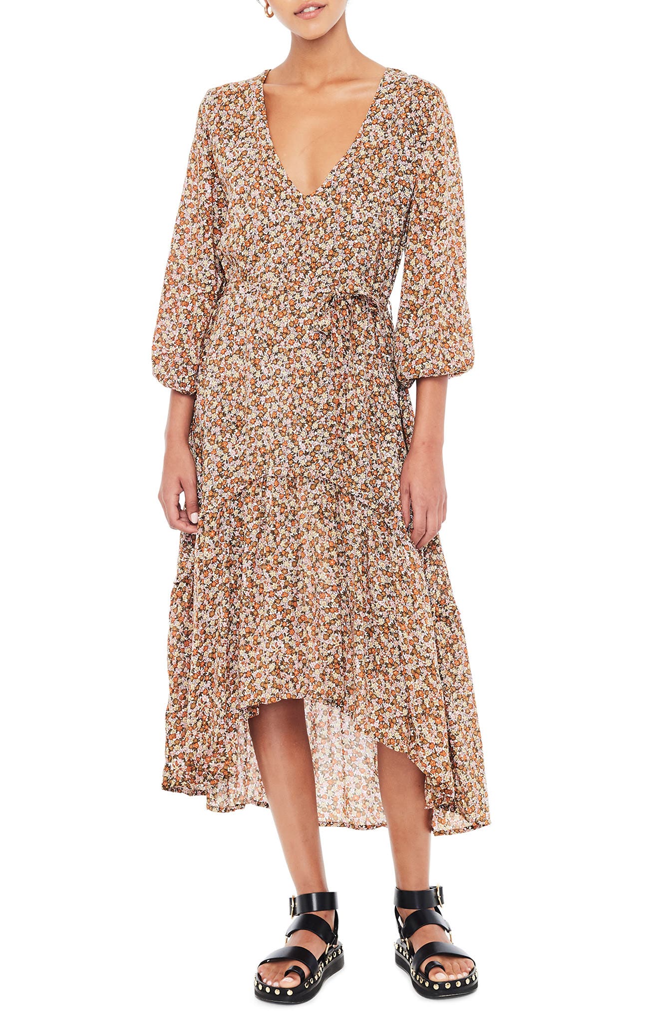 Matilda High/low Peasant Dress, Brown