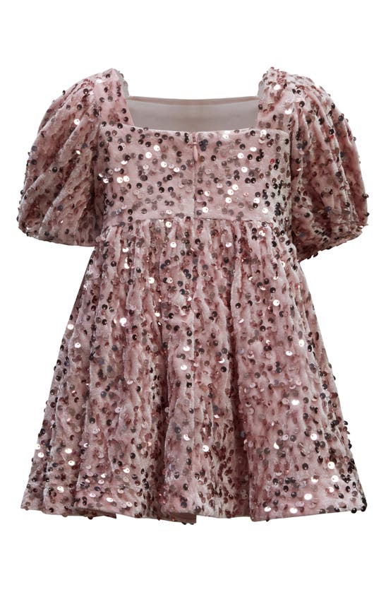Shop Bardot Kids' Giulia Sequin Strech Velvet Party Dress In Pink Sequin
