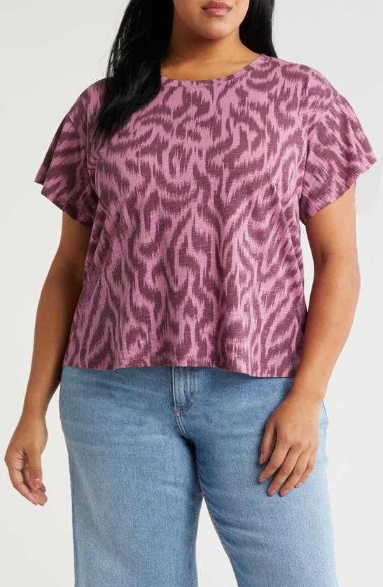 Shop Wit & Wisdom Abstract Print Crewneck T-shirt In Dusty Grape