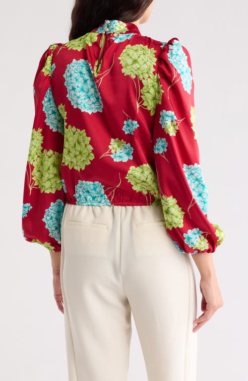 Love By Design Seraphine Long Sleeve Mock Neck Top In Tossed Hydrangea