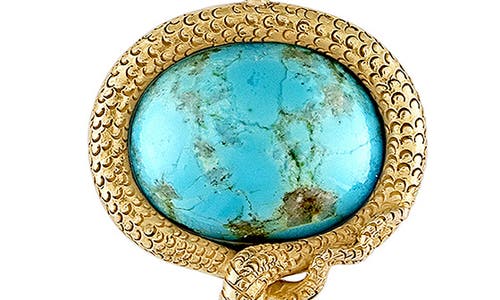 Shop Mindi Mond Reconceived Turquoise & Diamond Snake Pendant Necklace In 14k Yellow Gold