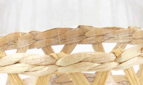 8 Oak Lane Rattan Set Of Four Stemless Wine Glasses In Clear/rattan