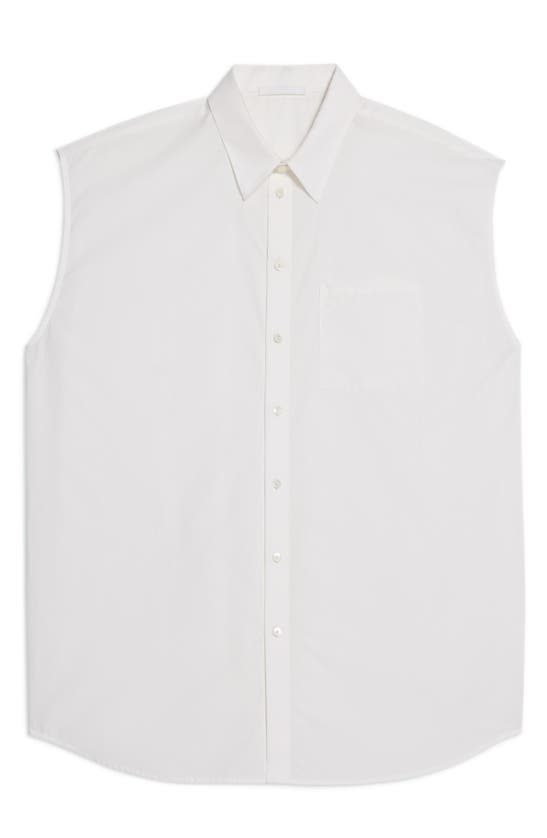 Shop Helmut Lang Soft Cap Sleeve Button-up Shirt In White
