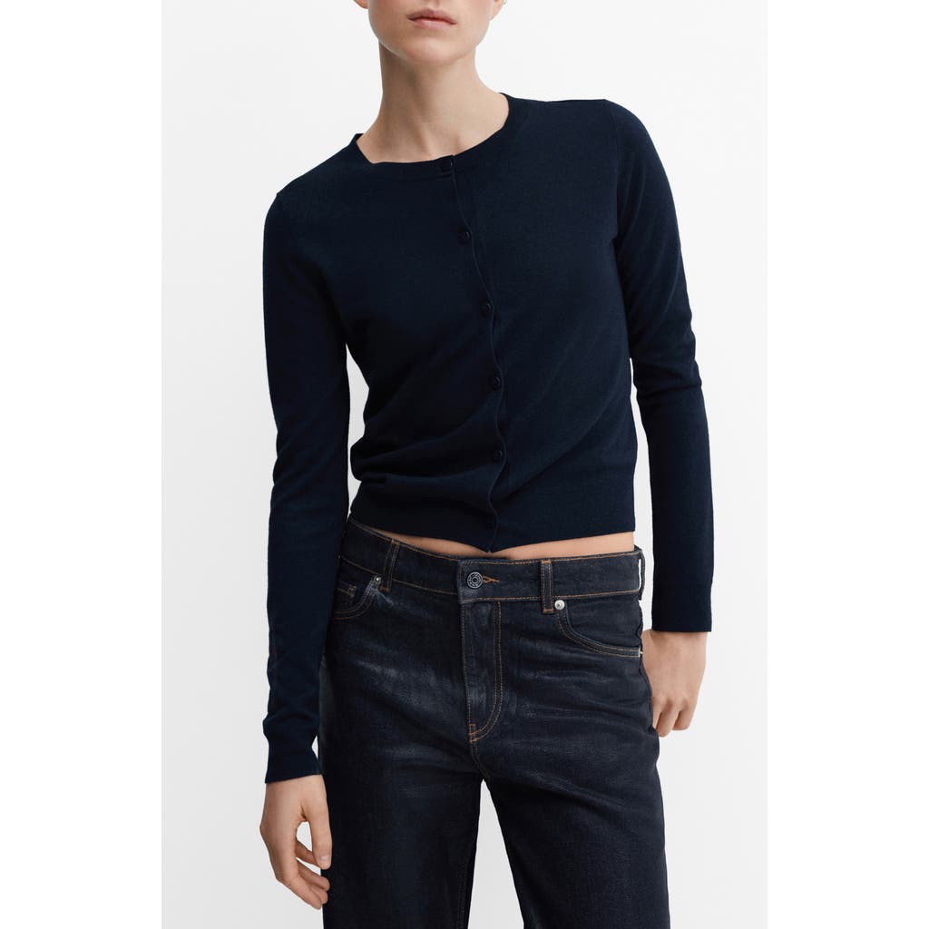 Mango Button-up Cardigan In Dark Navy