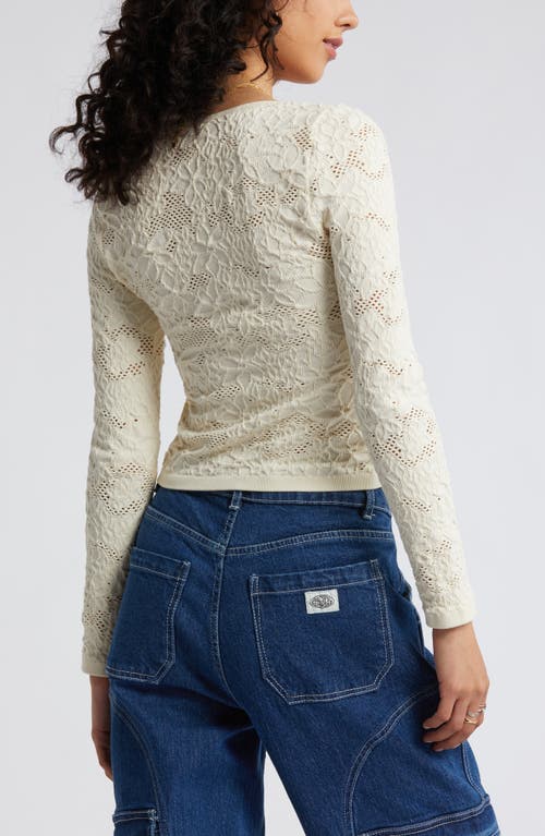 Shop Bp. Mesh Jacquard Long Sleeve T-shirt In Ivory Dove