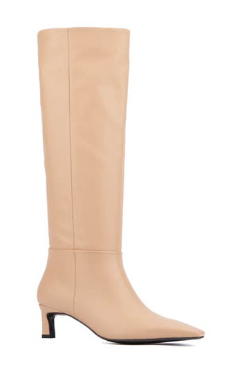 Torgeis Edeline Kitten Heel Tall Boot In Beige